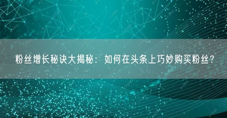 粉丝增长秘诀大揭秘：如何在头条上巧妙购买粉丝？