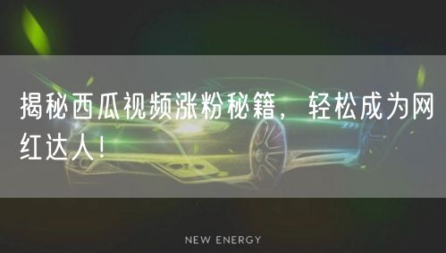 揭秘西瓜视频涨粉秘籍，轻松成为网红达人！
