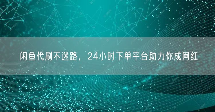 闲鱼代刷不迷路，24小时下单平台助力你成网红
