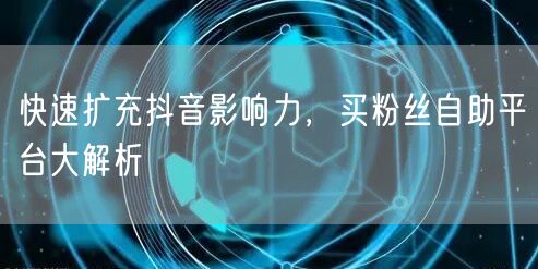 快速扩充抖音影响力，买粉丝自助平台大解析