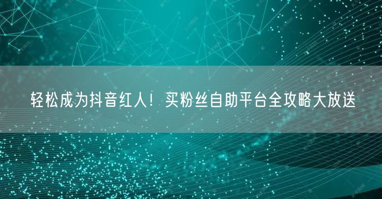 轻松成为抖音红人！买粉丝自助平台全攻略大放送