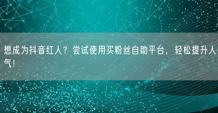 想成为抖音红人？尝试使用买粉丝自助平台，轻松提升人气！
