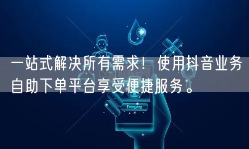 一站式解决所有需求!使用抖音业务自助下单平台享受便捷服务。